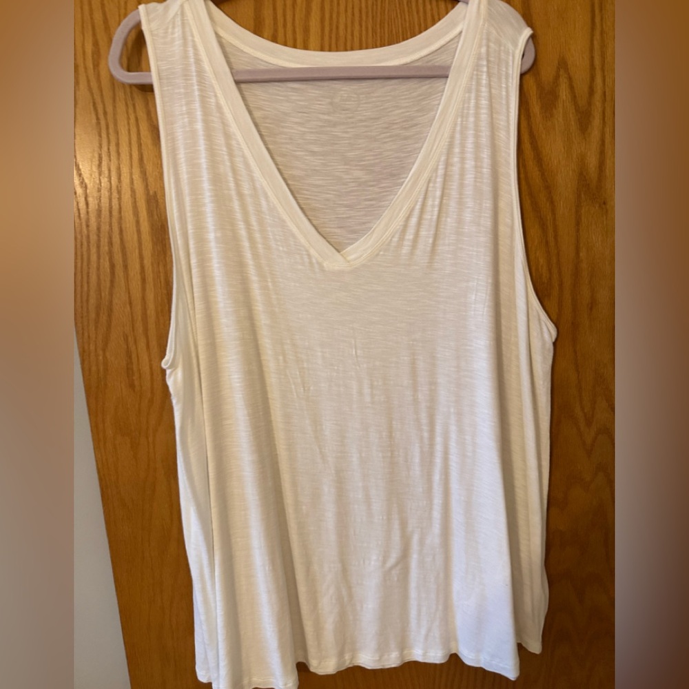 Cream Relaxed V-neck Sleeveless Tank Top